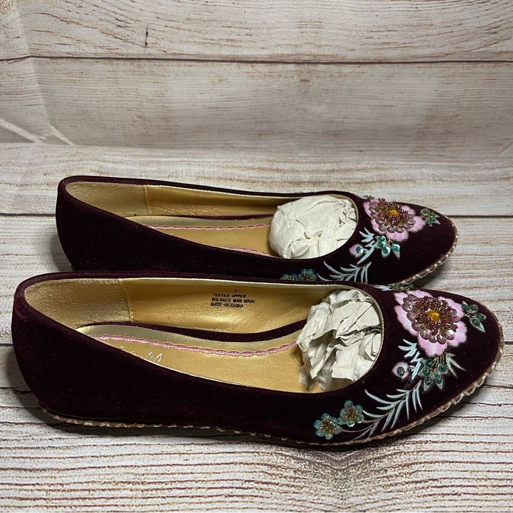 J Jill Ballet Flats Womens Shoes Ballet Flats Embellished Rhinestones 7 Floral - Picture 2 of 9